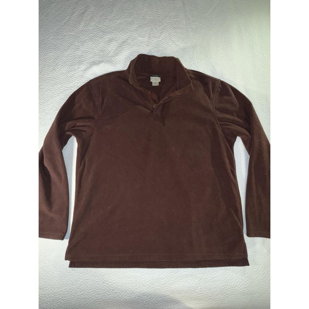 LL Bean Men's Large Fleece Burgundy Brown Pullover